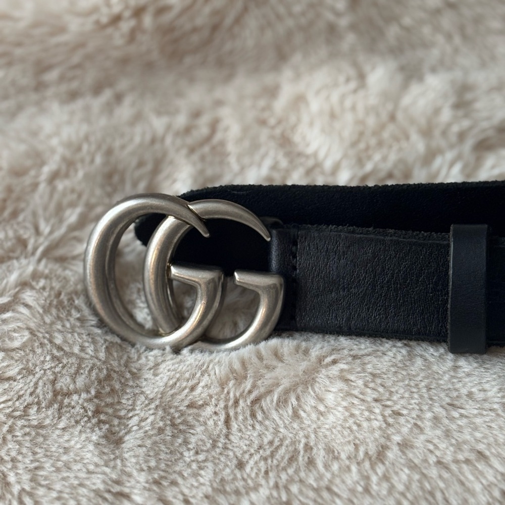 Gucci Black Leather Belt, Authentic